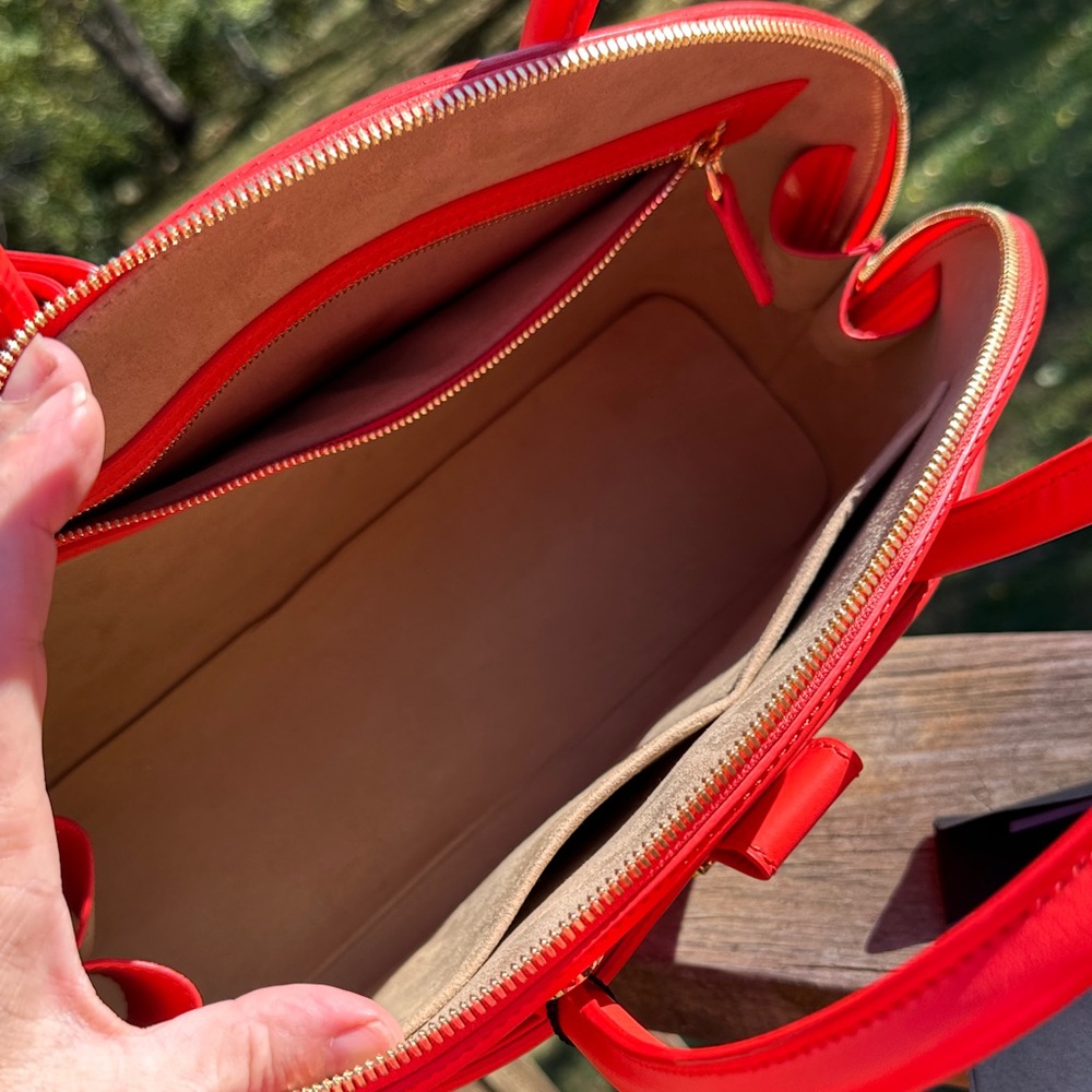 MCM Anna Large Red/Orange NWT Dome Crossbody Satchel COA Full Inclusion - Picture 9 of 12